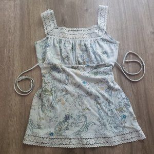 Blue Empire Waist Cami with Strings